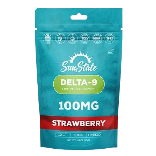 HEMP DERIVED | SunState Hemp Delta-9 Gummies Strawberry 100mg