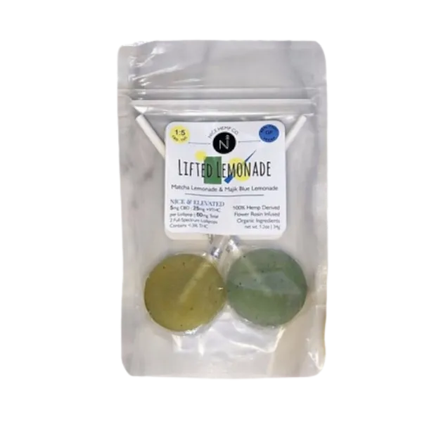 HEMP DERIVED | Nice Hemp Co 1:5 CBD:THC Lollipop Lifted Lemonade