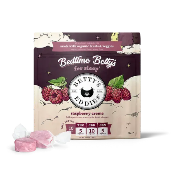 Betty's Eddies Chews Bedtime Betty's Raspberry Creme 1:1 THC:CBN 10ct