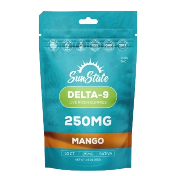 HEMP DERIVED | SunState Hemp Delta-9 Gummies Mango 250mg
