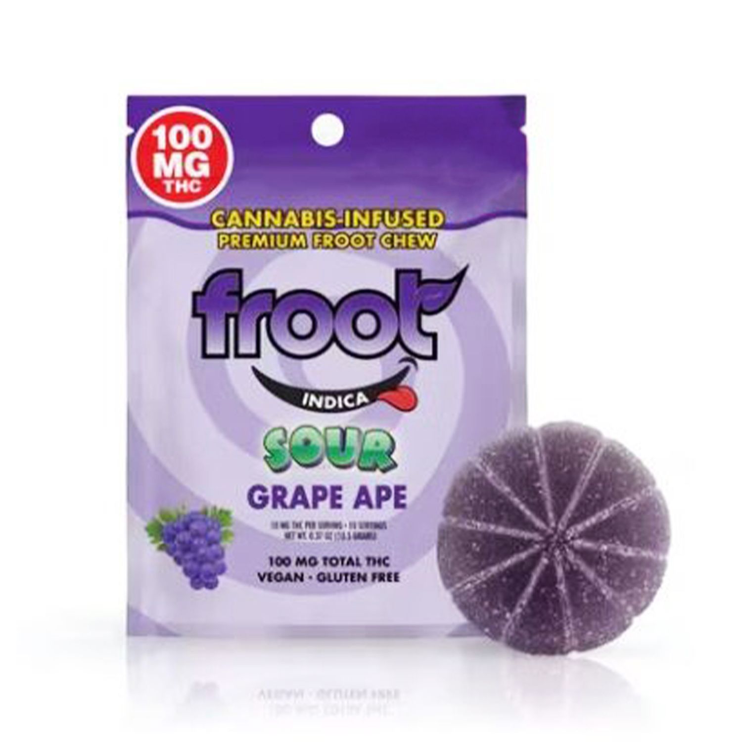 Froot Sour Gummies Grape Ape 100mg