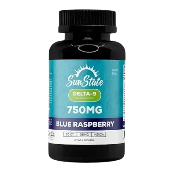 HEMP DERIVED | SunState Hemp Delta-9 Gummies Blue Raspberry750mg