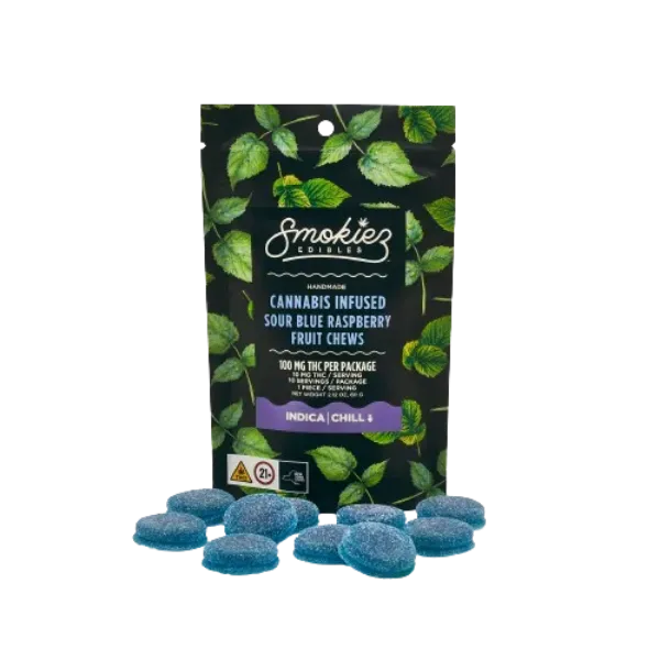 Smokiez Gummies Sour Blue Raspberry 100mg