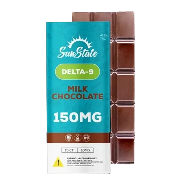 HEMP DERIVED | SunState Hemp Delta-9 THC Milk Chocolate Bar 150mg