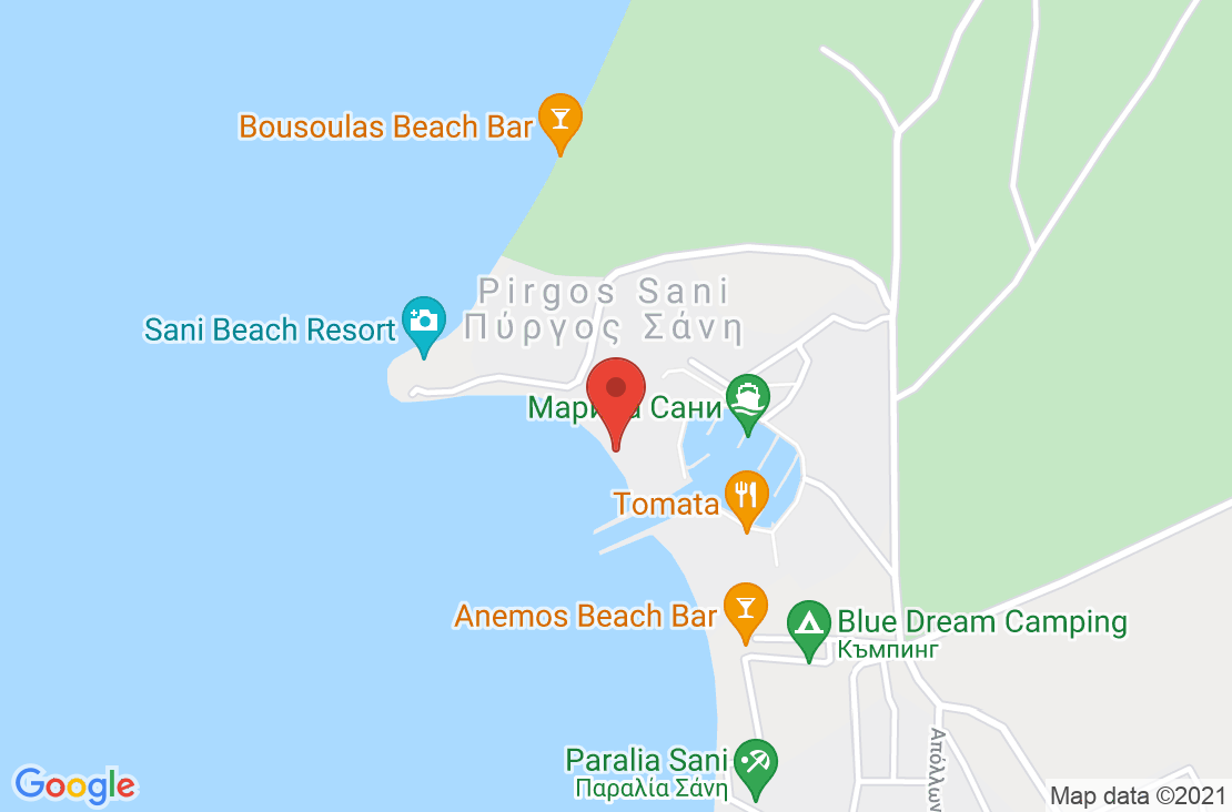 Разположение на Sani Beach на картата