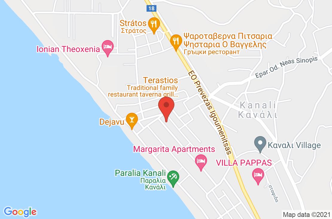 Разположение на Kanali Beach Hotel на картата