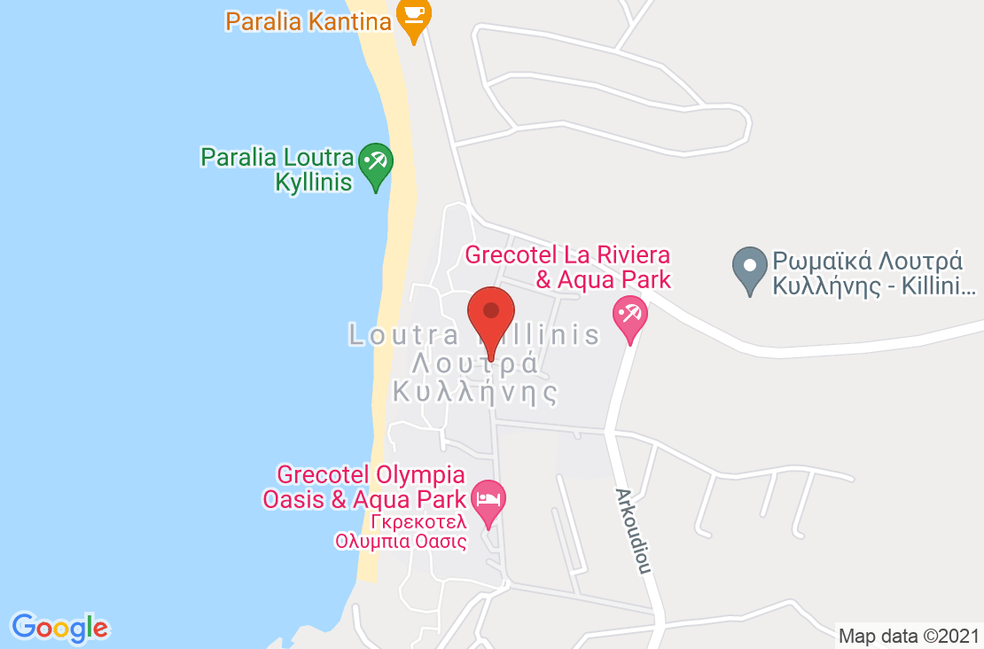 Разположение на Grecotel La Riviera & Aqua Park (ex. Riviera Ol.) на картата