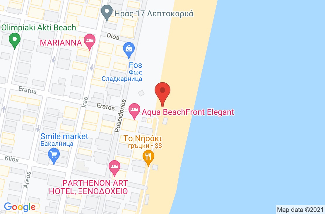 Разположение на Aqua Beachfront Elegant Hotel на картата