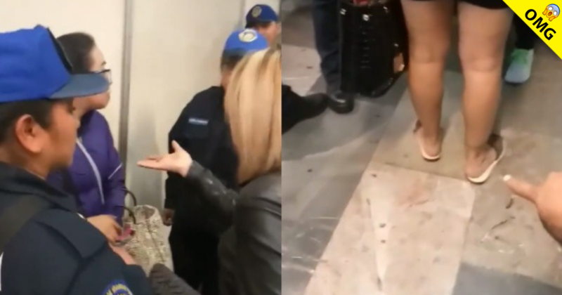 Le pisan la chancla a mujer en el metro y pide que se la paguen