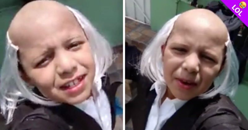 Niño hacen el #ThaliaChallenge disfrazado de Miguel Hidalgo