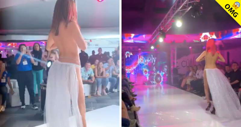 Modelo pierde sostén en plena pasarela