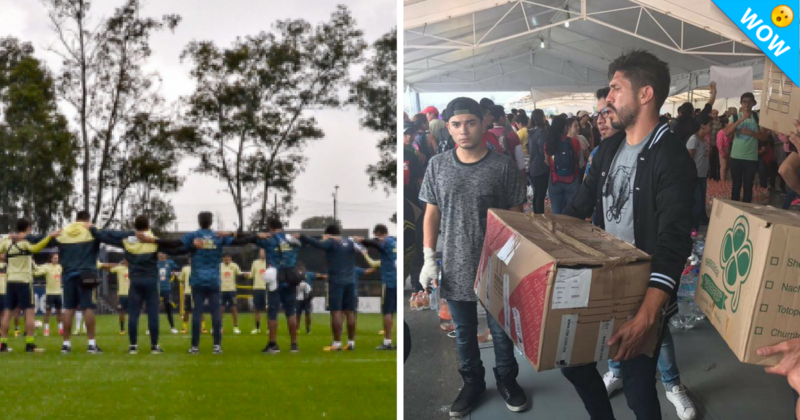 El equipo de fútbol América, ayuda en recolecta de víveres.