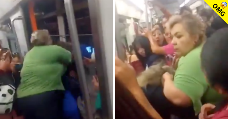 Mujeres se agarran a golpes por falta de espacio en el metro