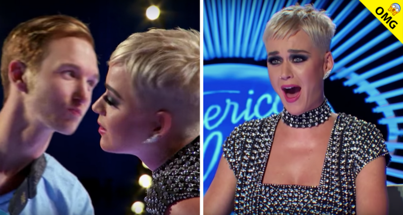 Katy Perry le planta tremendo beso a un concursante