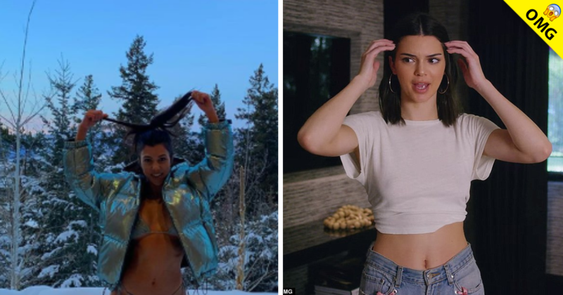 Kendall Jenner y Kourtney posan semidesnudas en la nieve