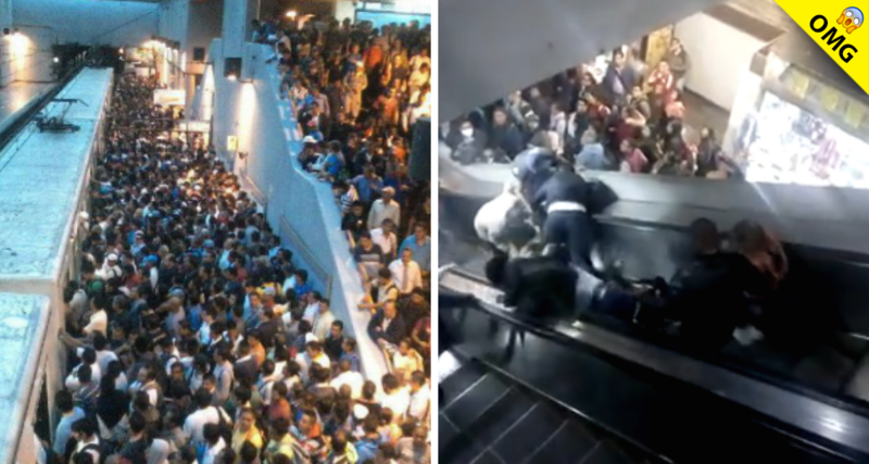 Pánico en el metro de CDMX al colapsar usuarios en escaleras