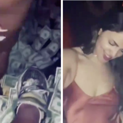 Captan a Eiza González lanzando billetes a strippers