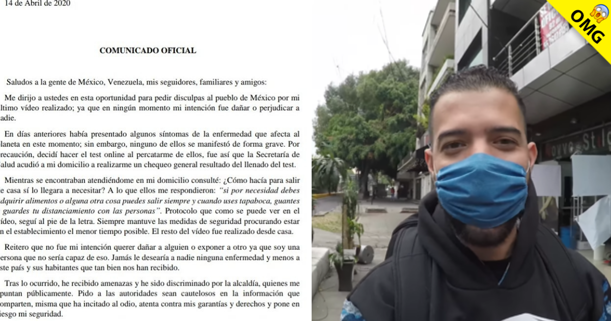 Influencer con Covid-19 pide disculpas por video en la calle