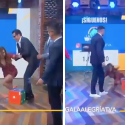 Cynthia Rodríguez tiene aparatosa caída en pleno programa