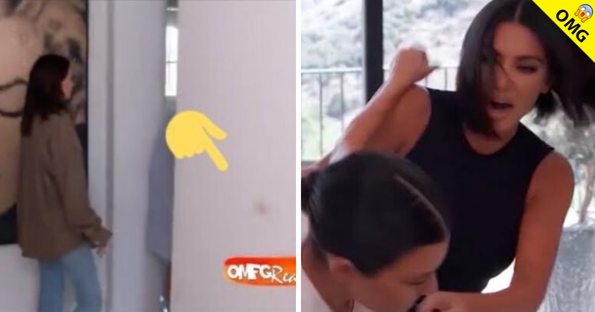 Kourtney le da fuerte cachetada a Kim y su maquillaje queda en la pared