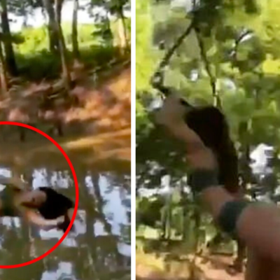 Chica desconcierta a internautas al ‘levitar’ tras lanzarse a un lago