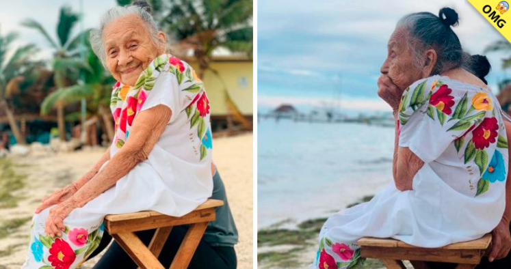 La tierna reacción de una abuelita al conocer el mar