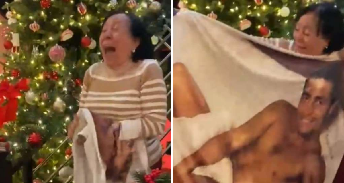 Abuelita recibe de regalo una cobijita con retrato de Chayanne y se vuelve viral