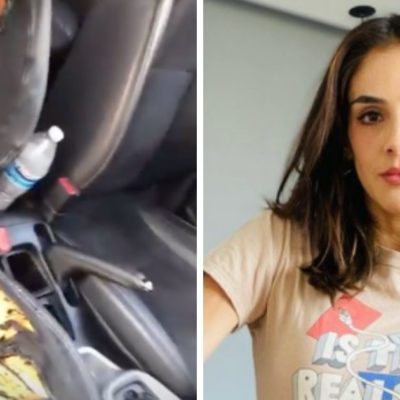 Sandra Echeverría muestra el daño que causó la explosión de bote de aerosol a un auto