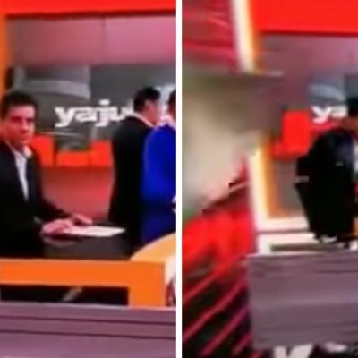 Pantalla gigante cae sobre conductor en plena transmisión