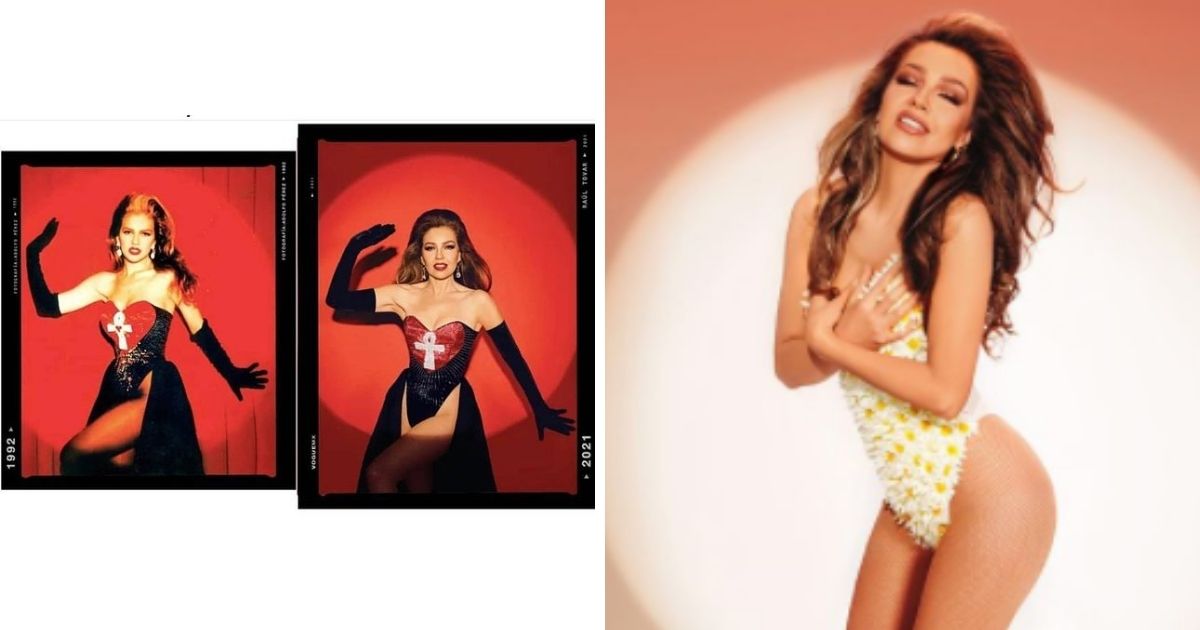 Thalía sorprende al recrear fotos de los 90s