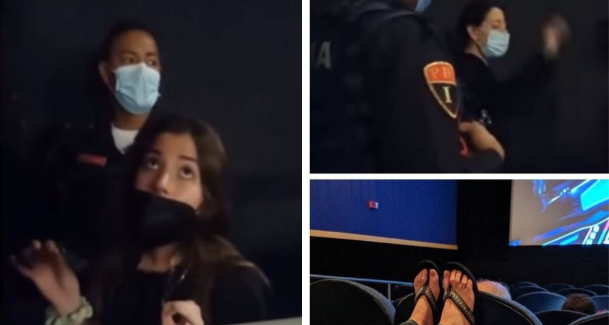 Mujer amenaza a empleado del cine, tras pedirle que bajara los pies del asiento