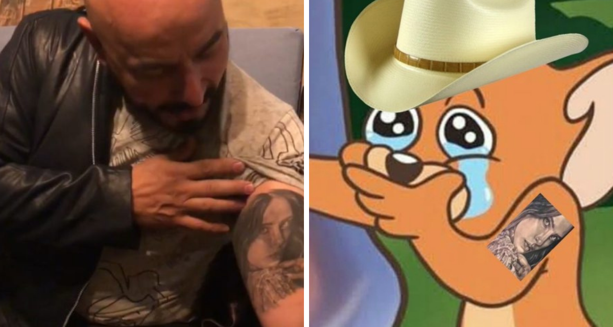 Lupillo Rivera muestra el tatuaje con el que cubrió el de Belinda