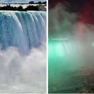 Las Cataratas del Niágara se iluminan con la bandera de México