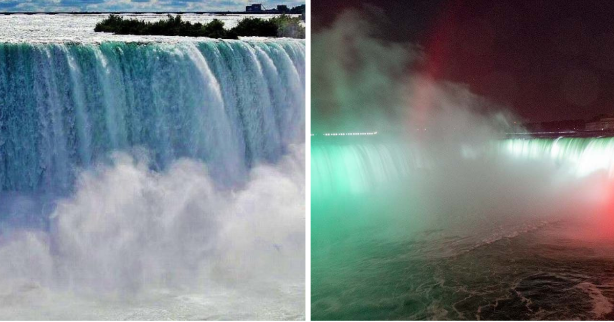 Las Cataratas del Niágara se iluminan con la bandera de México