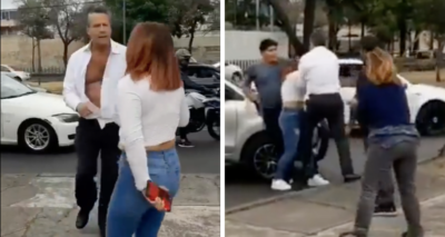 Alfredo Adame es captado peleando contra mujer en la calle