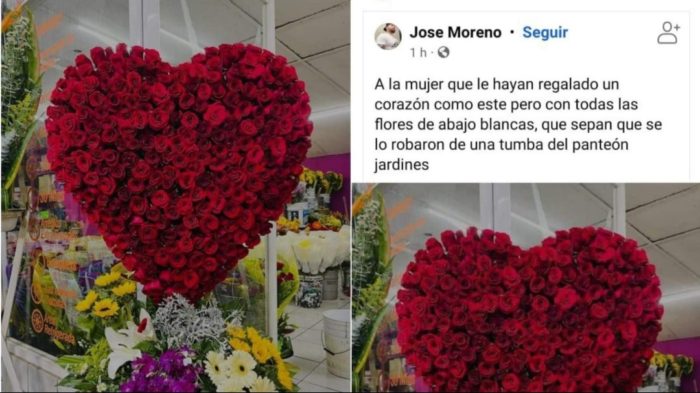 Usuario expone robo de arreglo de flores.