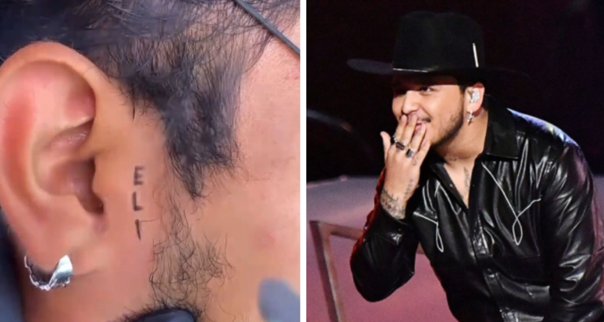 ¿Christian Nodal se borró el tatuaje de Belinda en la cara?