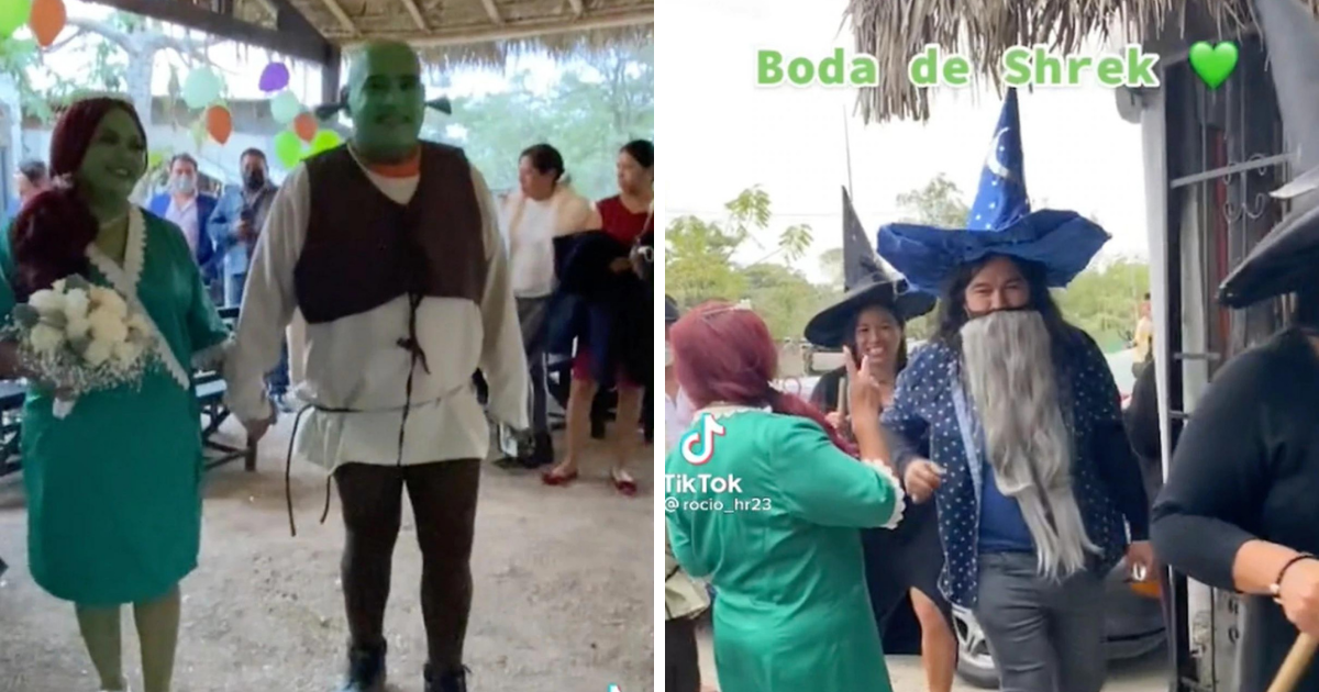 Novios se visten de Shrek y Fiona para su celebrar su boda; se vuelve viral