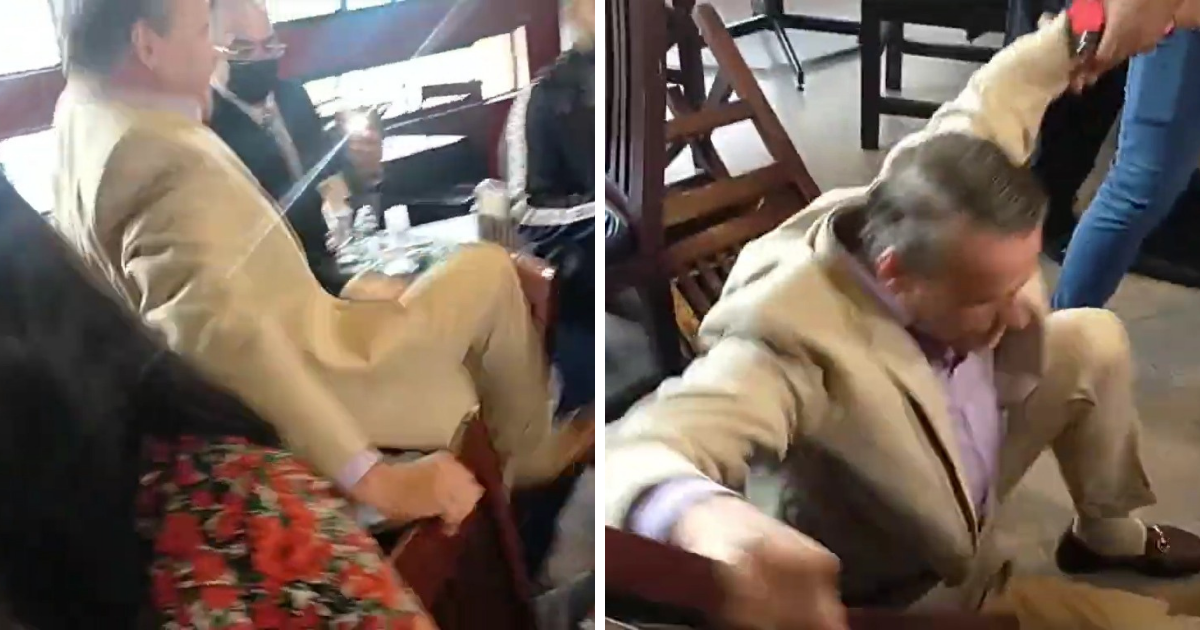 Alfredo Adame intenta dar patada pero termina en el suelo, video se hace viral