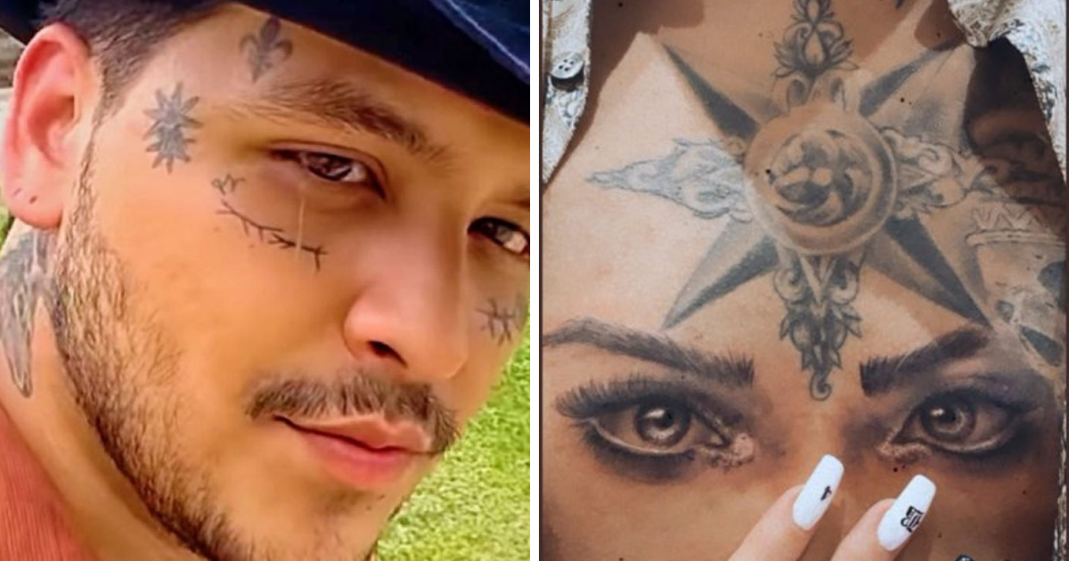 Christian Nodal revela qué pasó con el enorme tatuaje de los ojos de Belinda