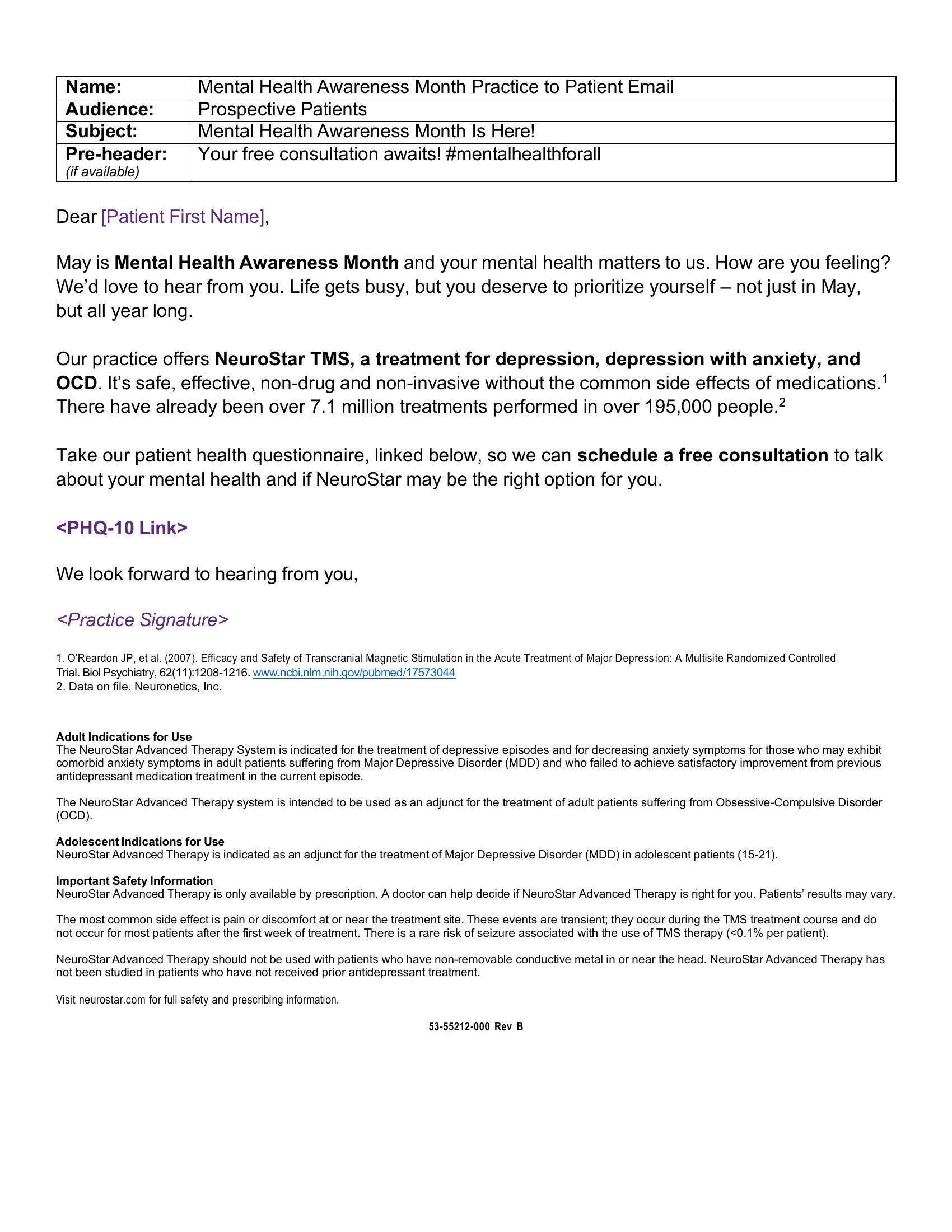 Mental Health Awareness Month Email Template