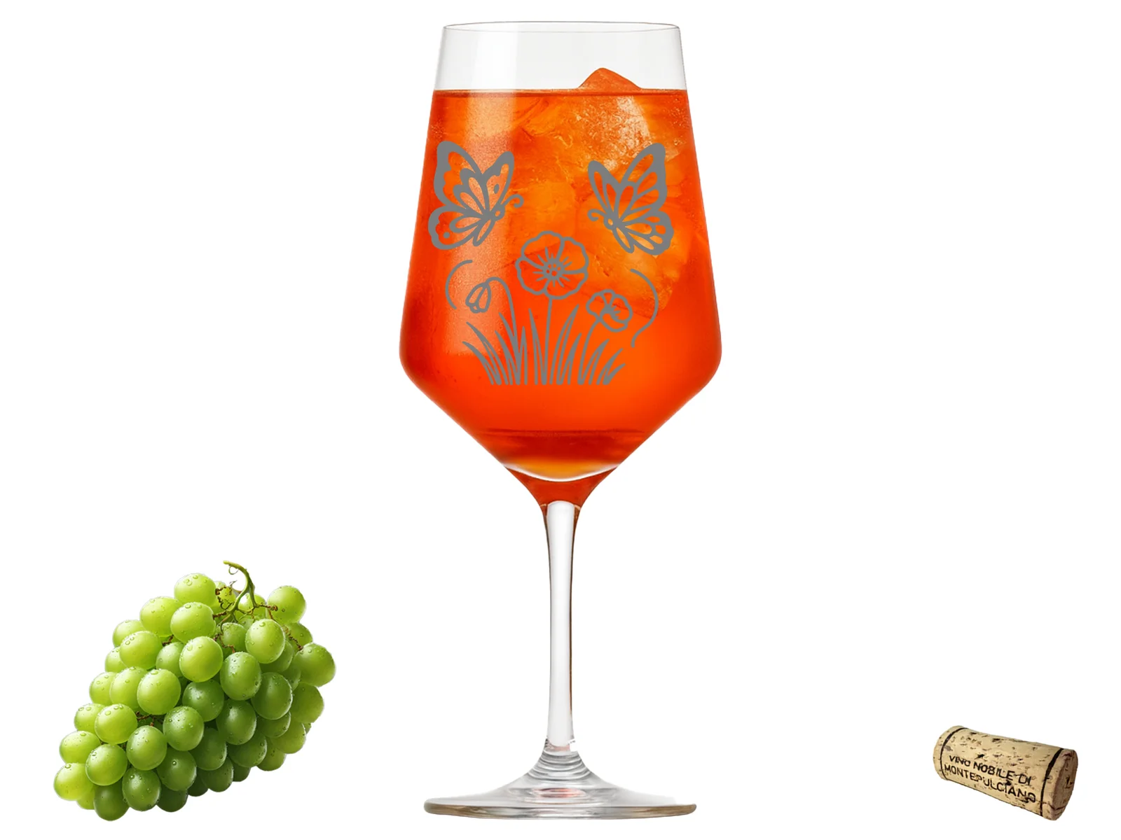 Weinglas Schmetterling Wiese spülmaschinenfest für gesellige Anlässe mit Gravur