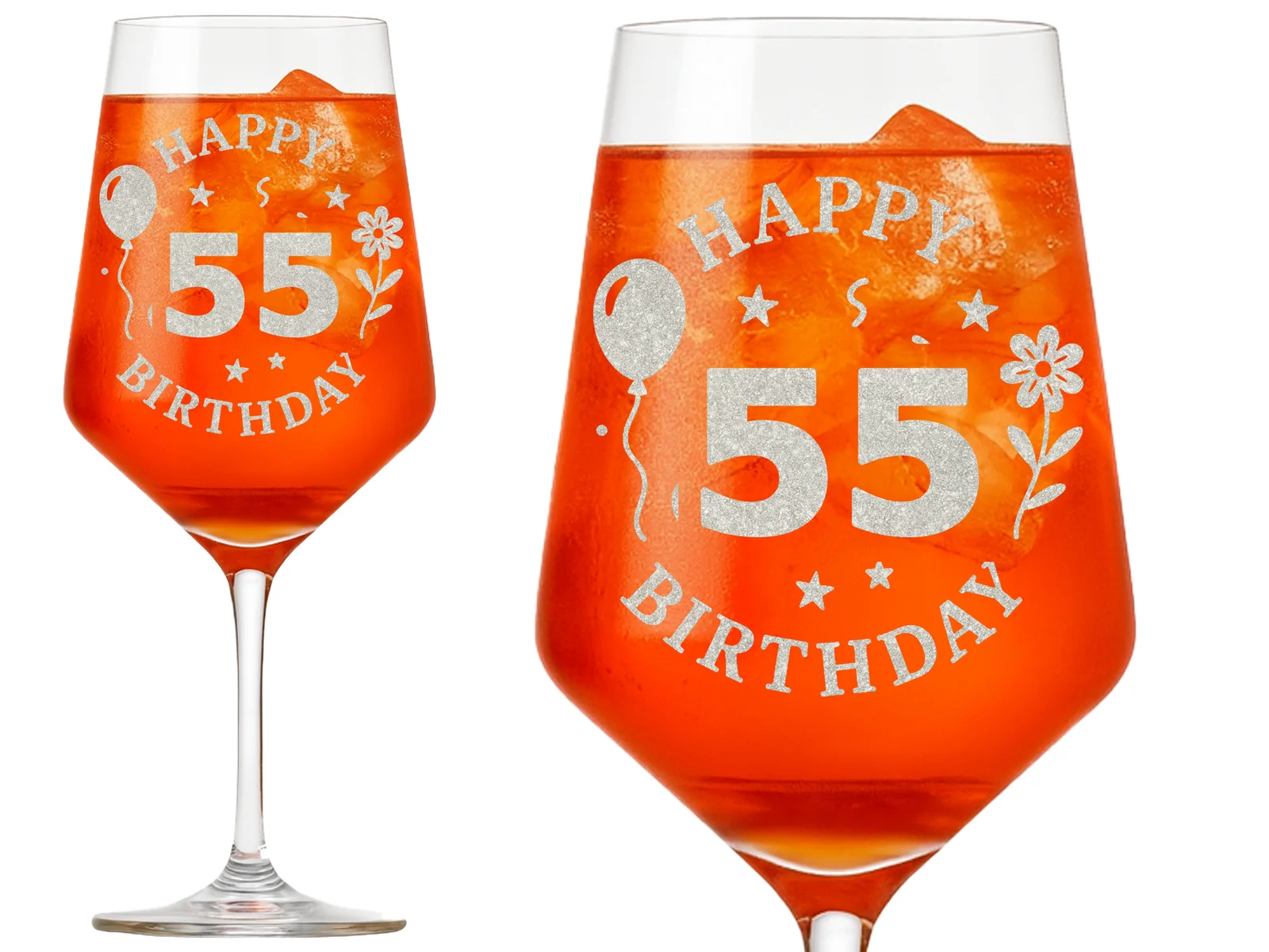 1x Weinglas Gravur Happy Birthday 55 Geburtstag 350ml spülmaschinenfest für Feierlichkeiten