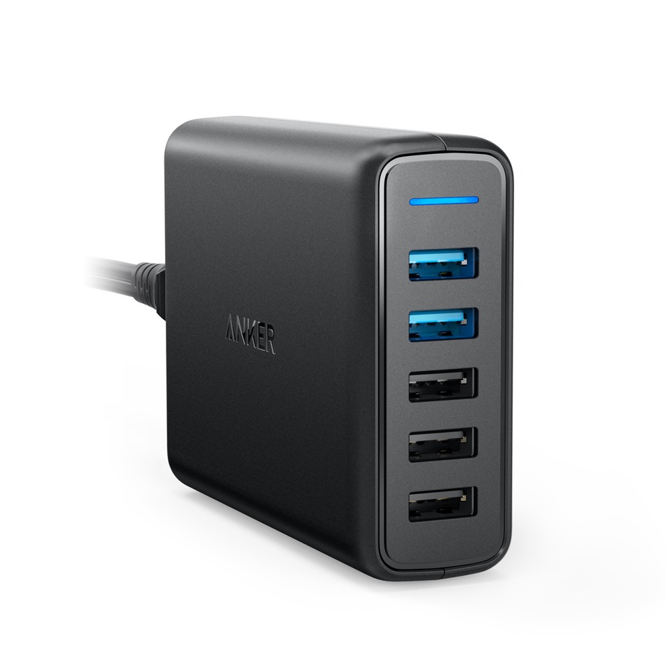 Anker POWERPORT SPEED 5 2X QC 3.0 USB Hub Zwart