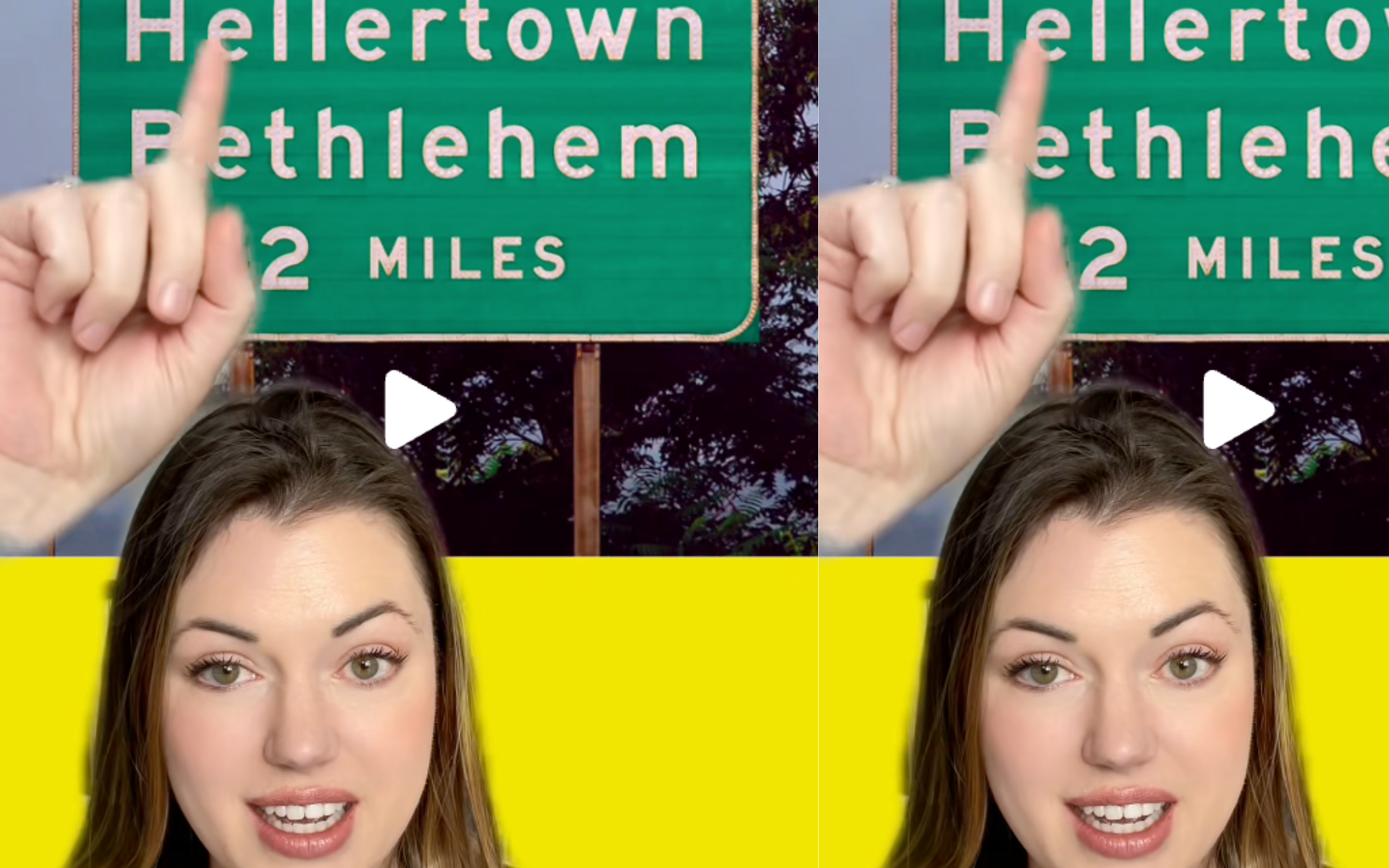 Still from Lauren's viral TikTok about highway fonts.