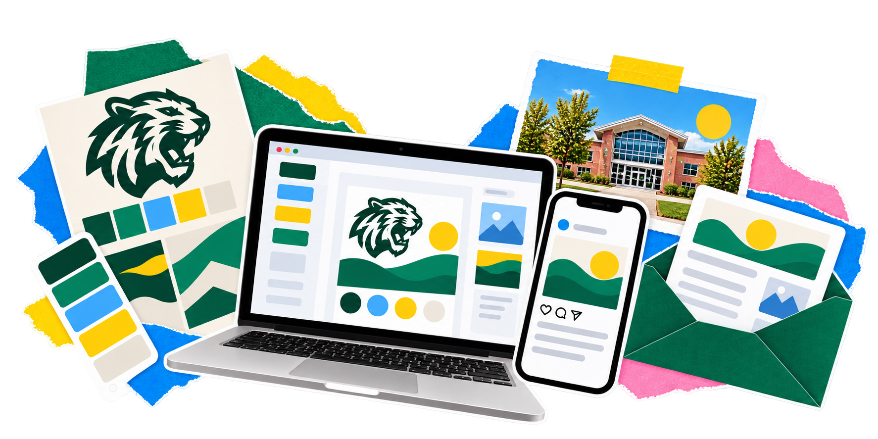 A collage of work for School & District Communications Teams
