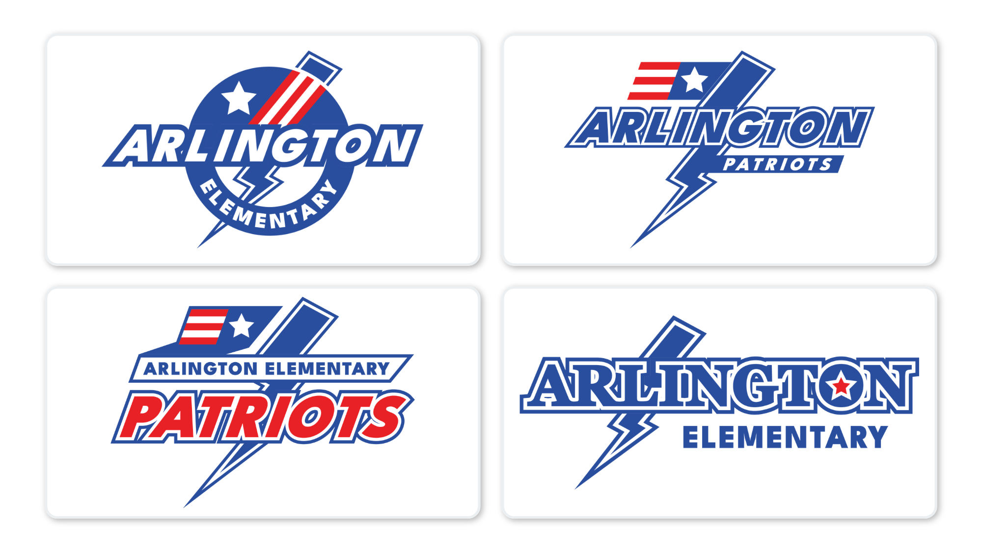Arlington Elementary identity: new mascot and bolt system.