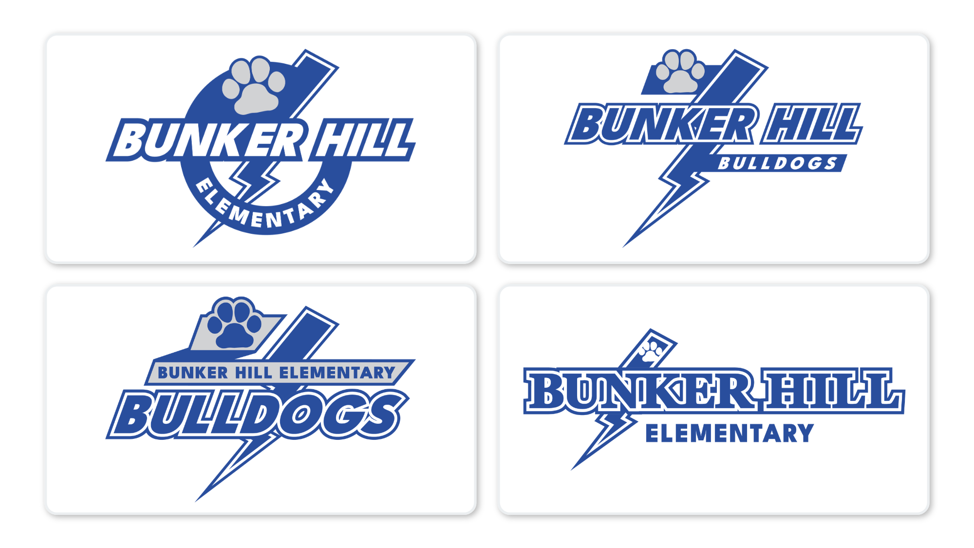 Bunker Hill Elementary identity: new mascot and bolt system.