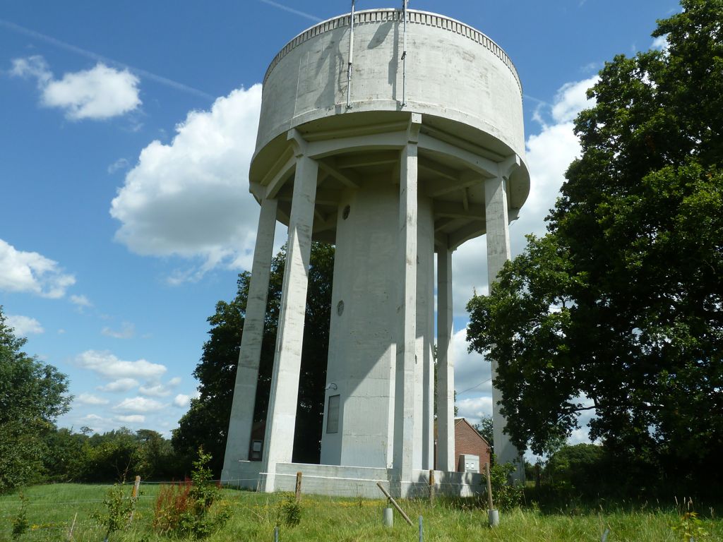 Close up of water tower off Ockley Lane