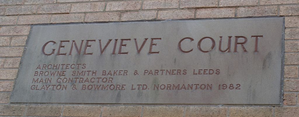 Plaque on Genevieve Court, Trafalgar Street West